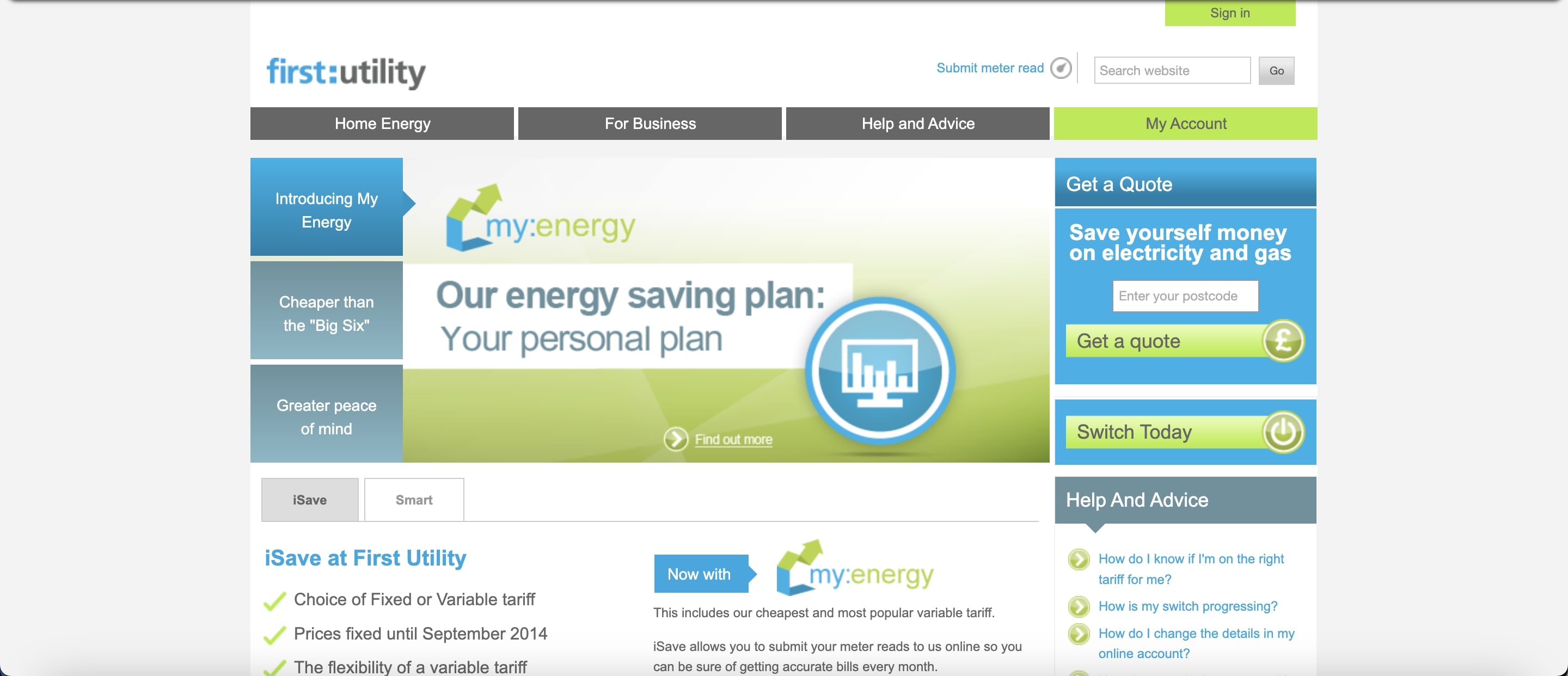 First Utility Old Website